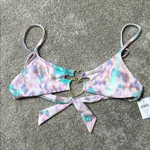 Beach Bunny Multicolor Pastel Gold Heart Chain Bikini Set - Picture 5 of 8